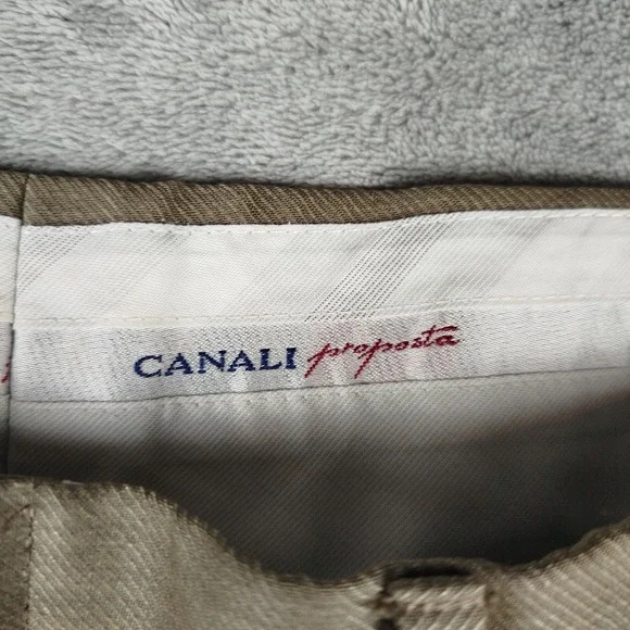 Canali Proposta Pants Mens 36/52 Tan Wool Pleated Dress Trousers Made Italy - Picture 5 of 11